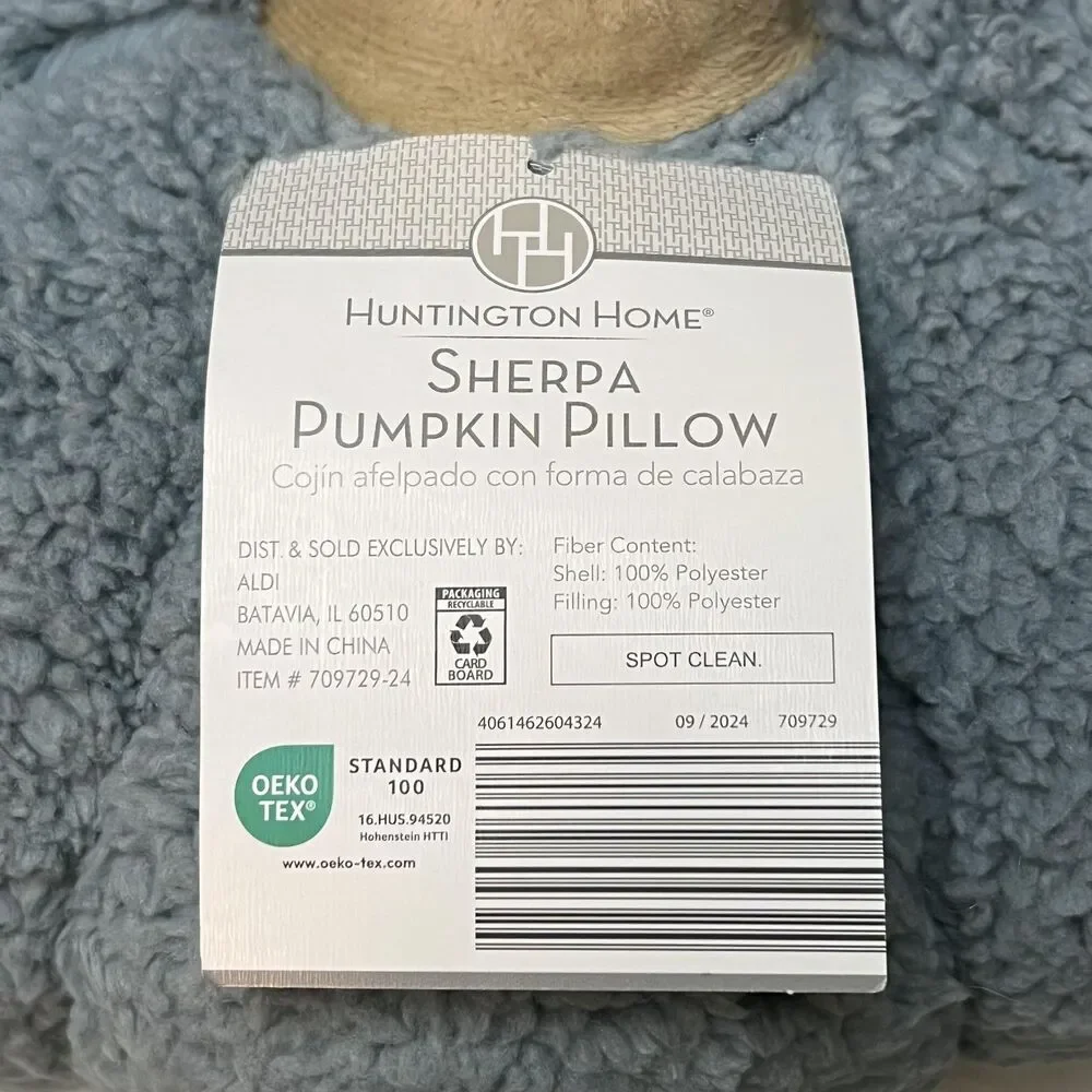 Huntington Home Sherpa Pumpkin Pillow Plush 11in Fall Decor Thanksgiving Holiday